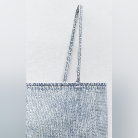 Zara RHINESTONE DENIM CROP TOP XS - S - Picture 4 of 5